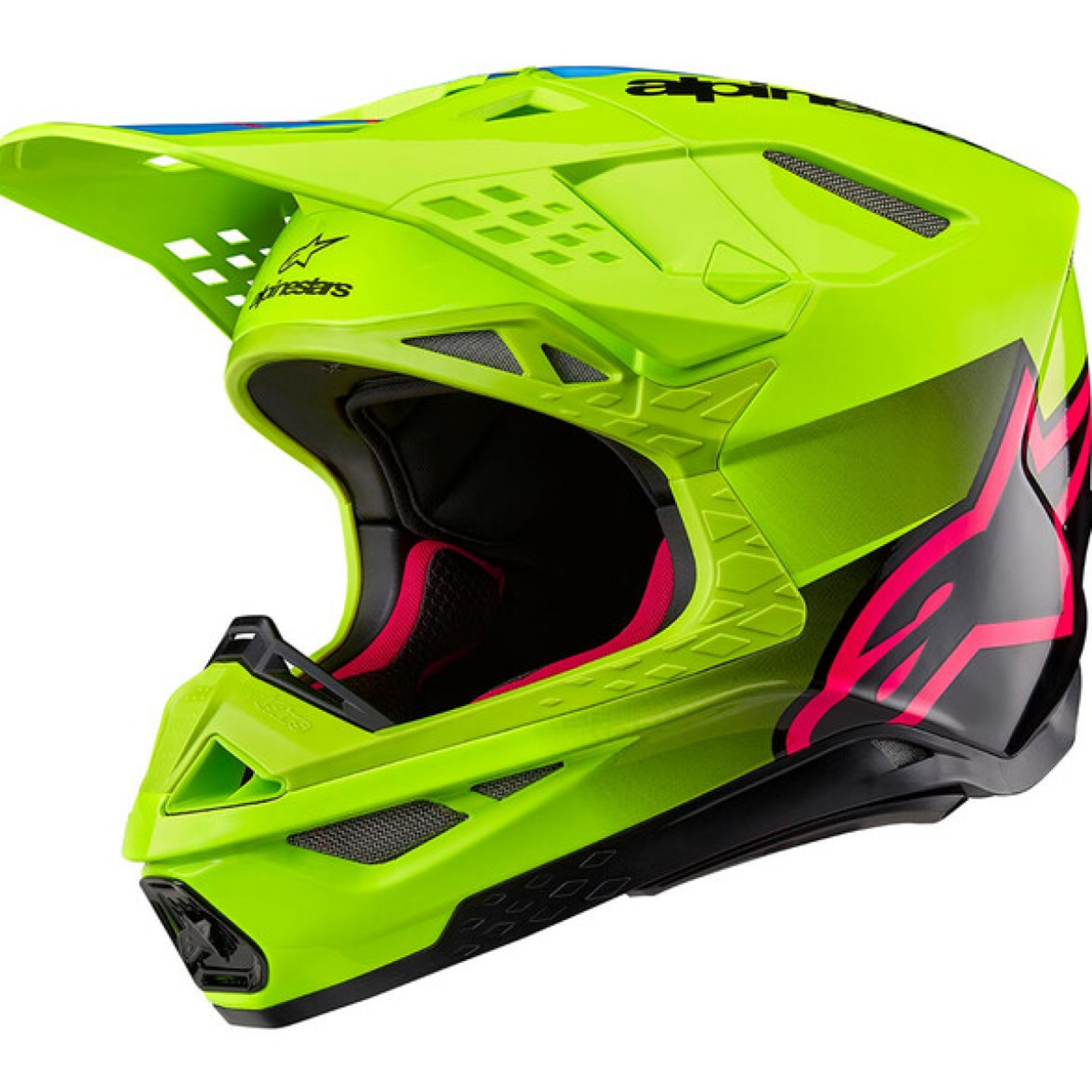 Casque Cross Alpinestars Supertech SM10 Unite Jaune Fluo Noir Rose Brillant - 2XL