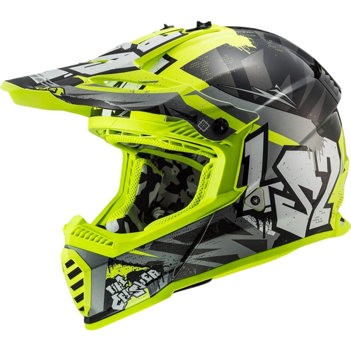 CASQUE CROSS ENFANT LS2 MX437 FAST II MINI CRUSHER JAUNE FLUO / S