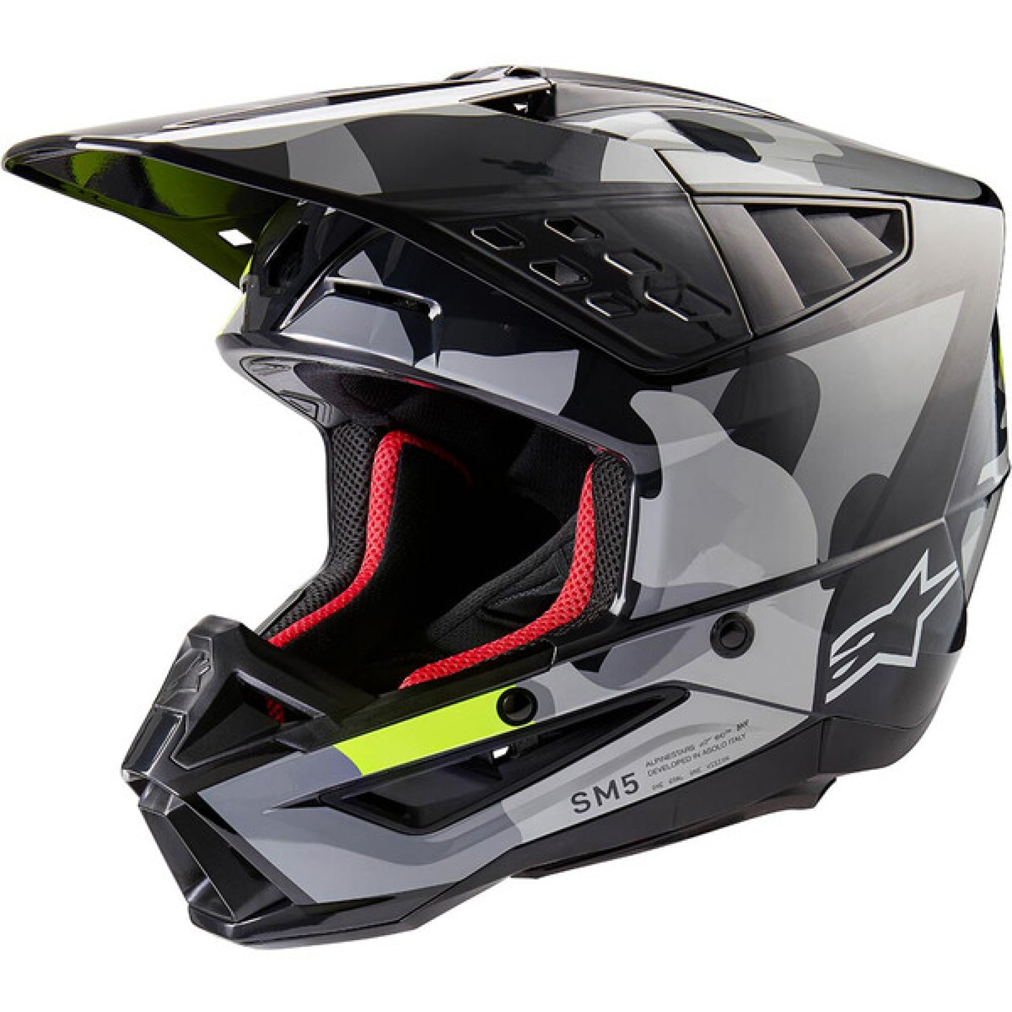 Casque Cross Alpinestars SM5 Rover 2 Gris Foncé Jaune Fluo Brillant - 2XL