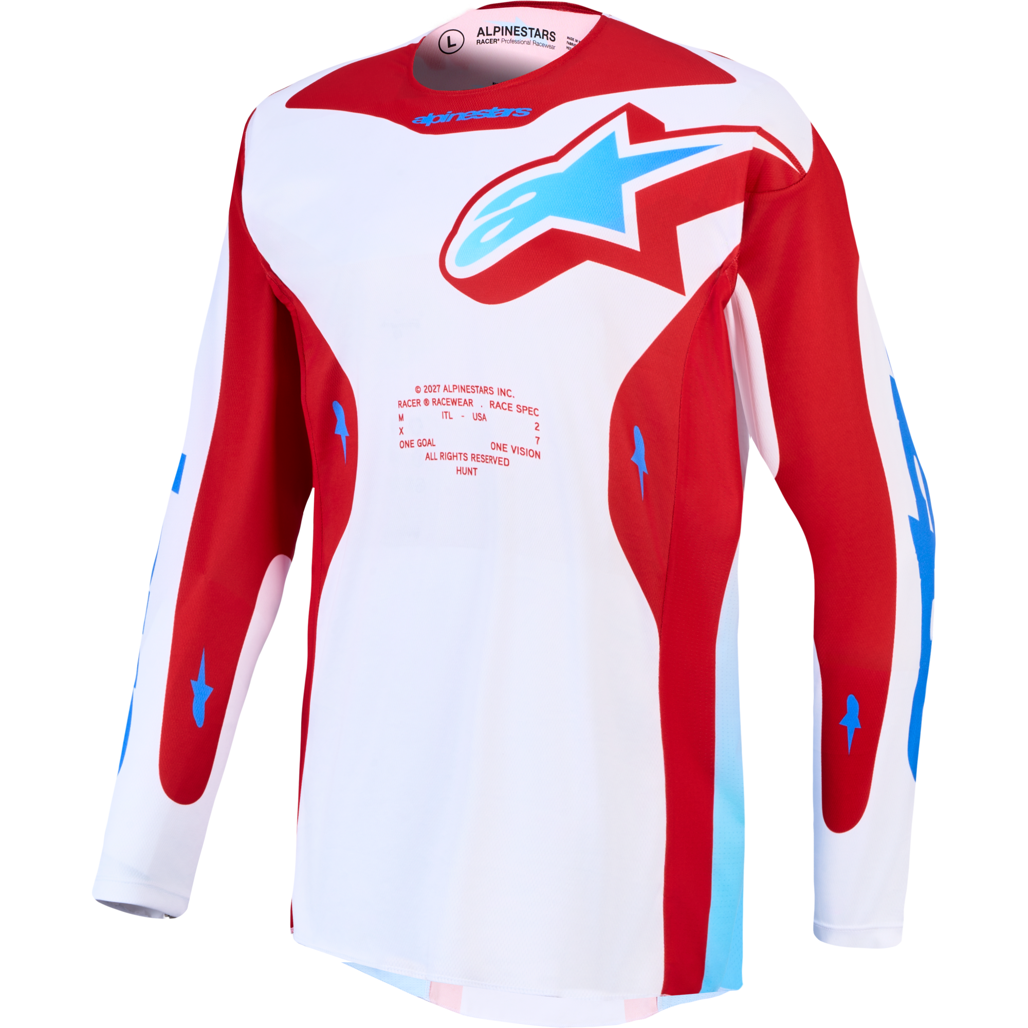 Maillot Cross Alpinestars Racer Hunt Blanc Rouge Feu Ucla Bleu - 2XL