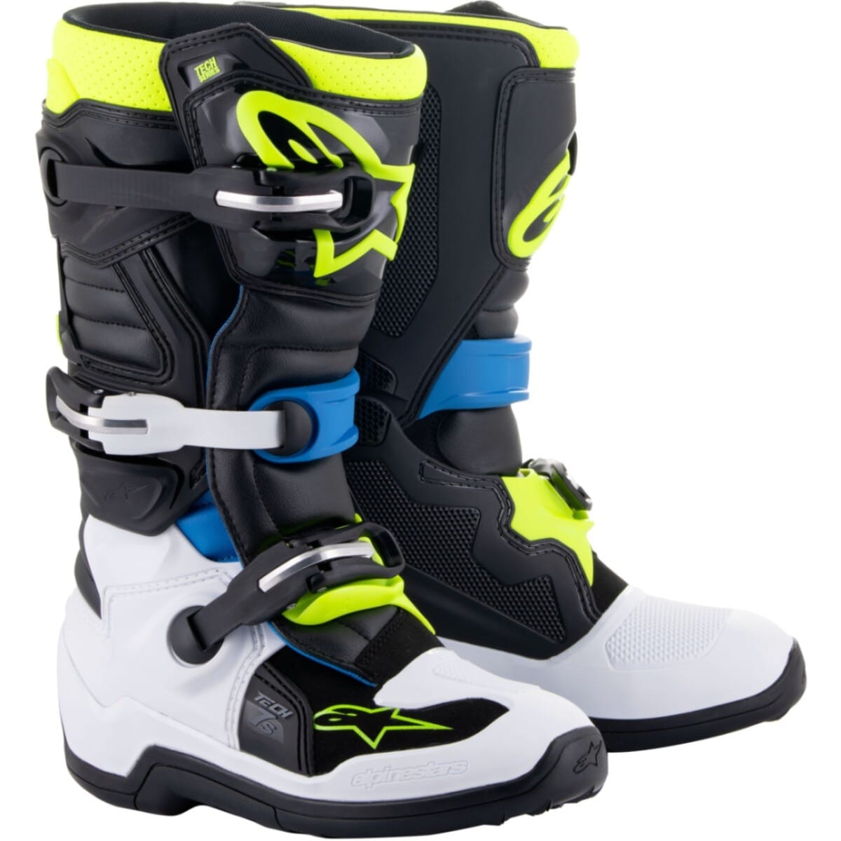 BOTTES CROSS ENFANT ALPINESTARS TECH 7S BLEU ÉMAIL JAUNE FLUO / 34