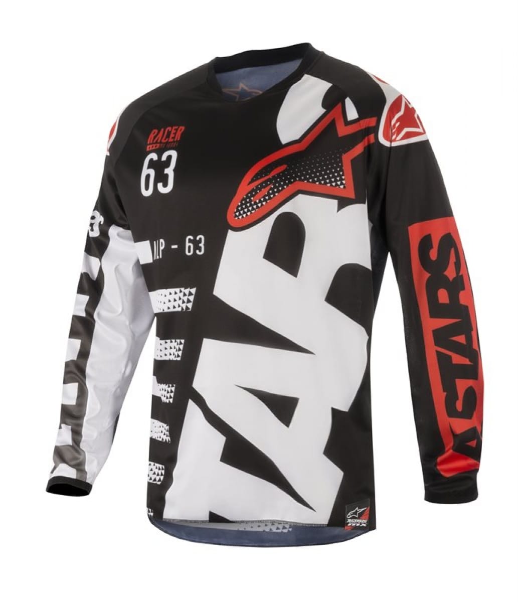 Maillot Alpinestars Racer Braap 18 Noir Blanc Rouge