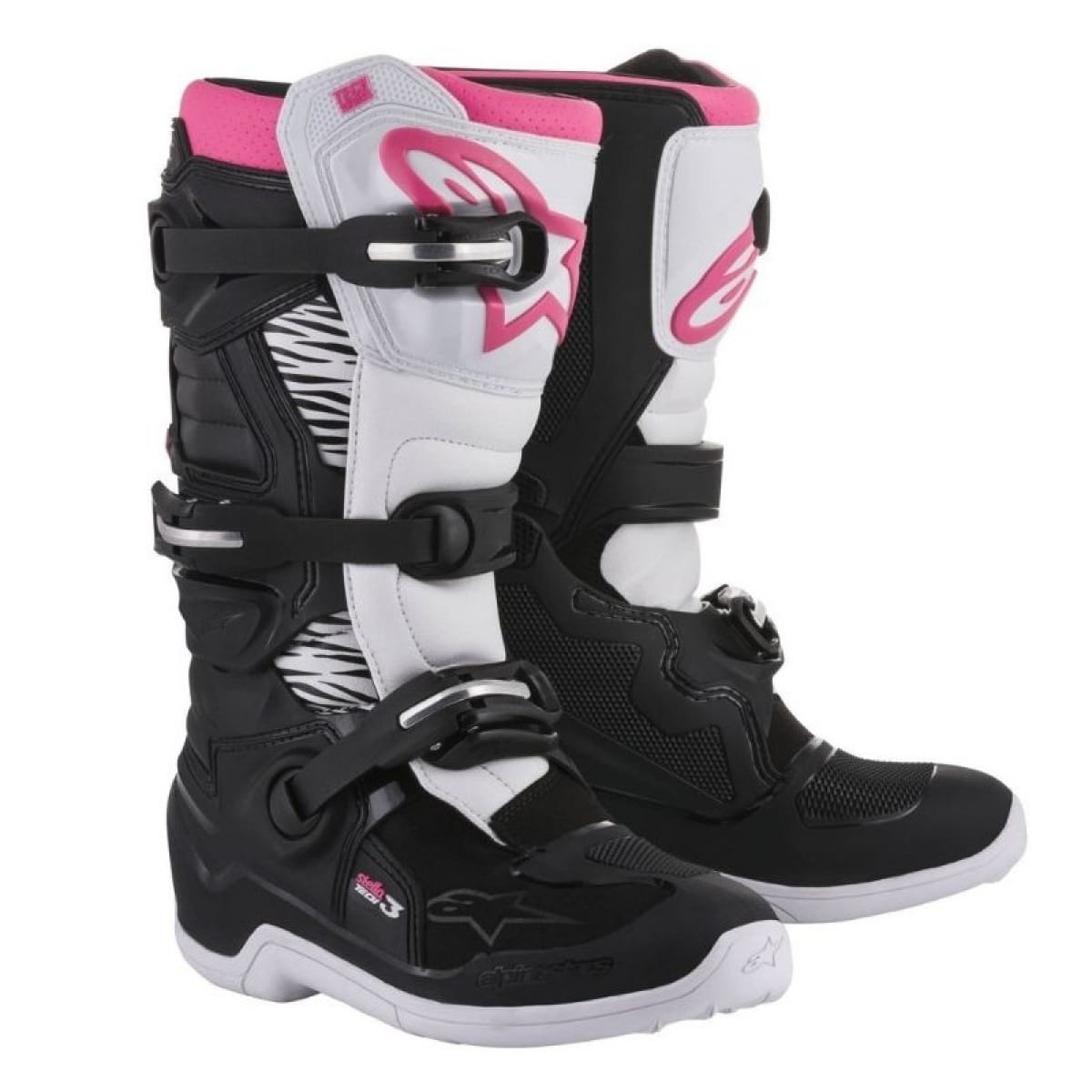 Bottes Cross Alpinestars Stella Tech 3 Noir Blanc Rose / 37