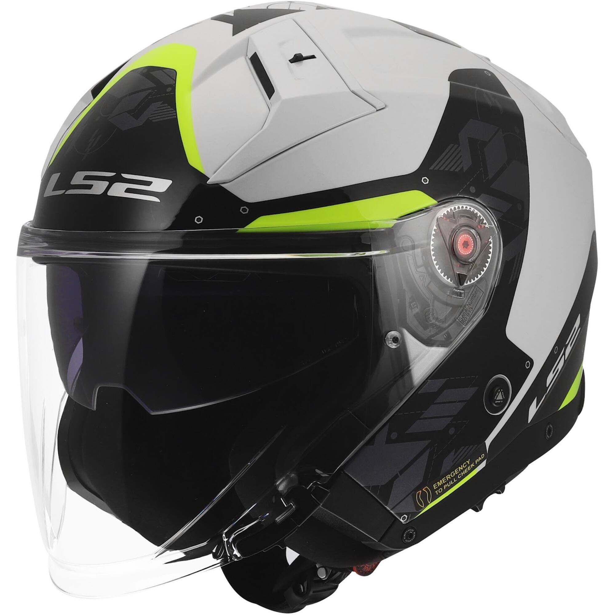Casque LS2 OF603 Infinity II Nightline Jaune Fluo - 2XL
