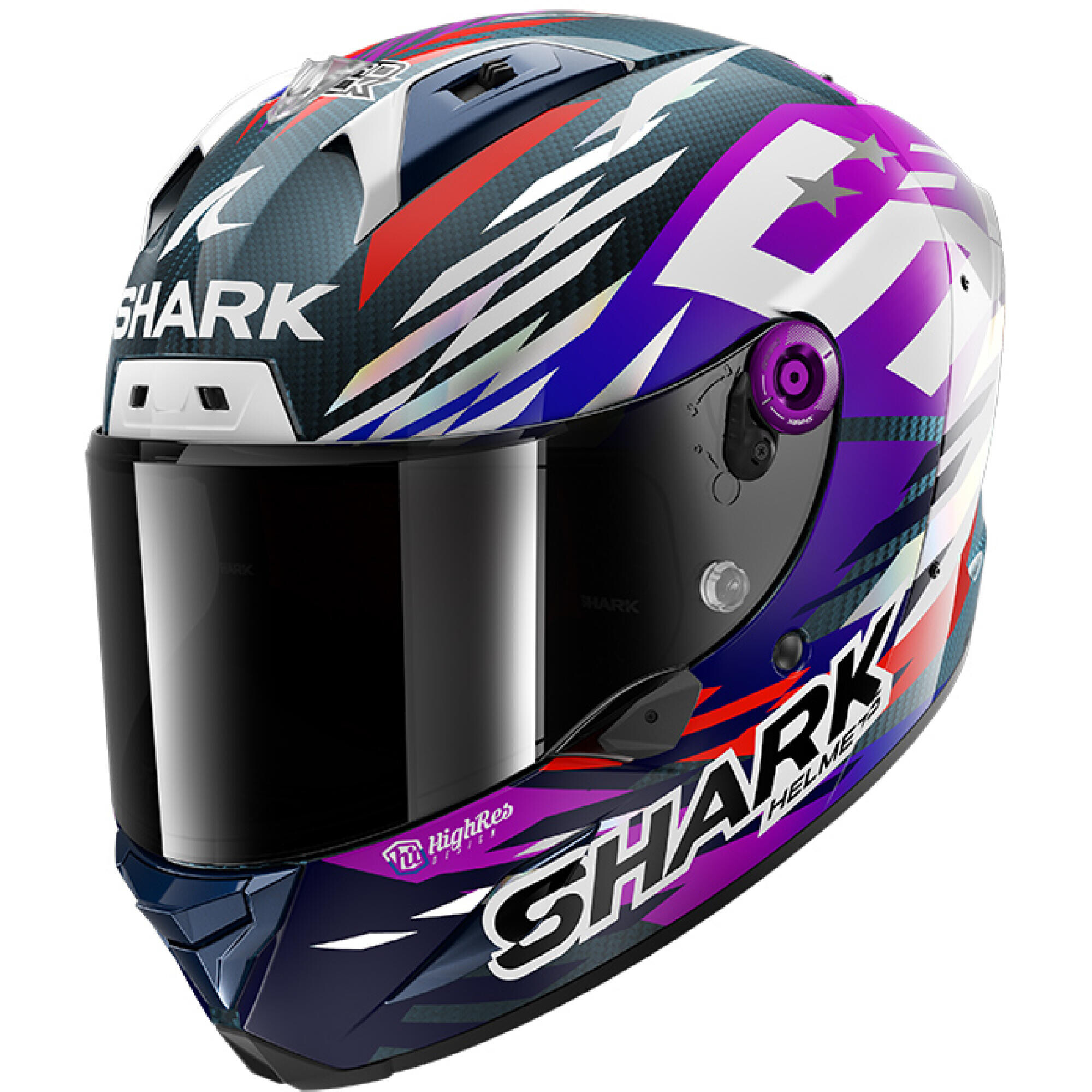 Casque Shark Aeron Replica Zarco Signature 2026 Carbone Violet Chrome - S
