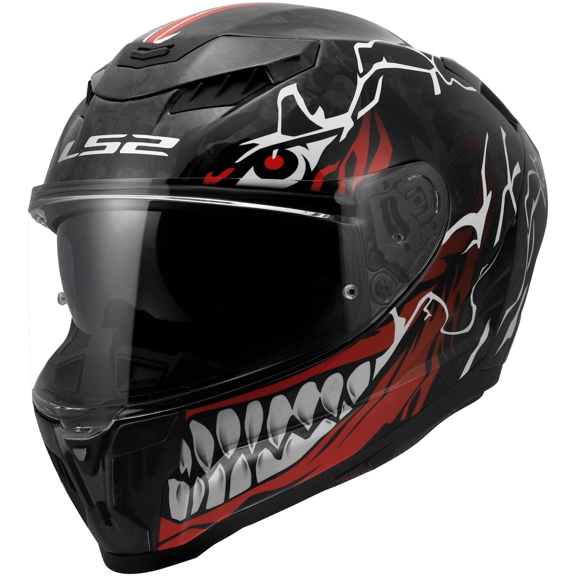 Casque LS2 FF807 Dragon Forged Carbon Incubus Blanc Rouge - 2XL