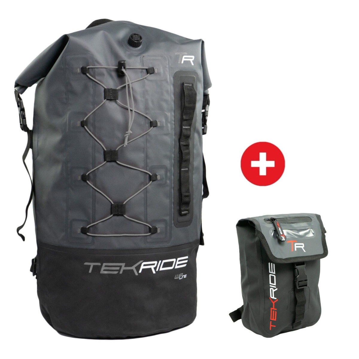 Pack Tekride WP Line Sac à Dos Rudy 50L Noir Gris + Sacoche de Jambe Portofino 2L