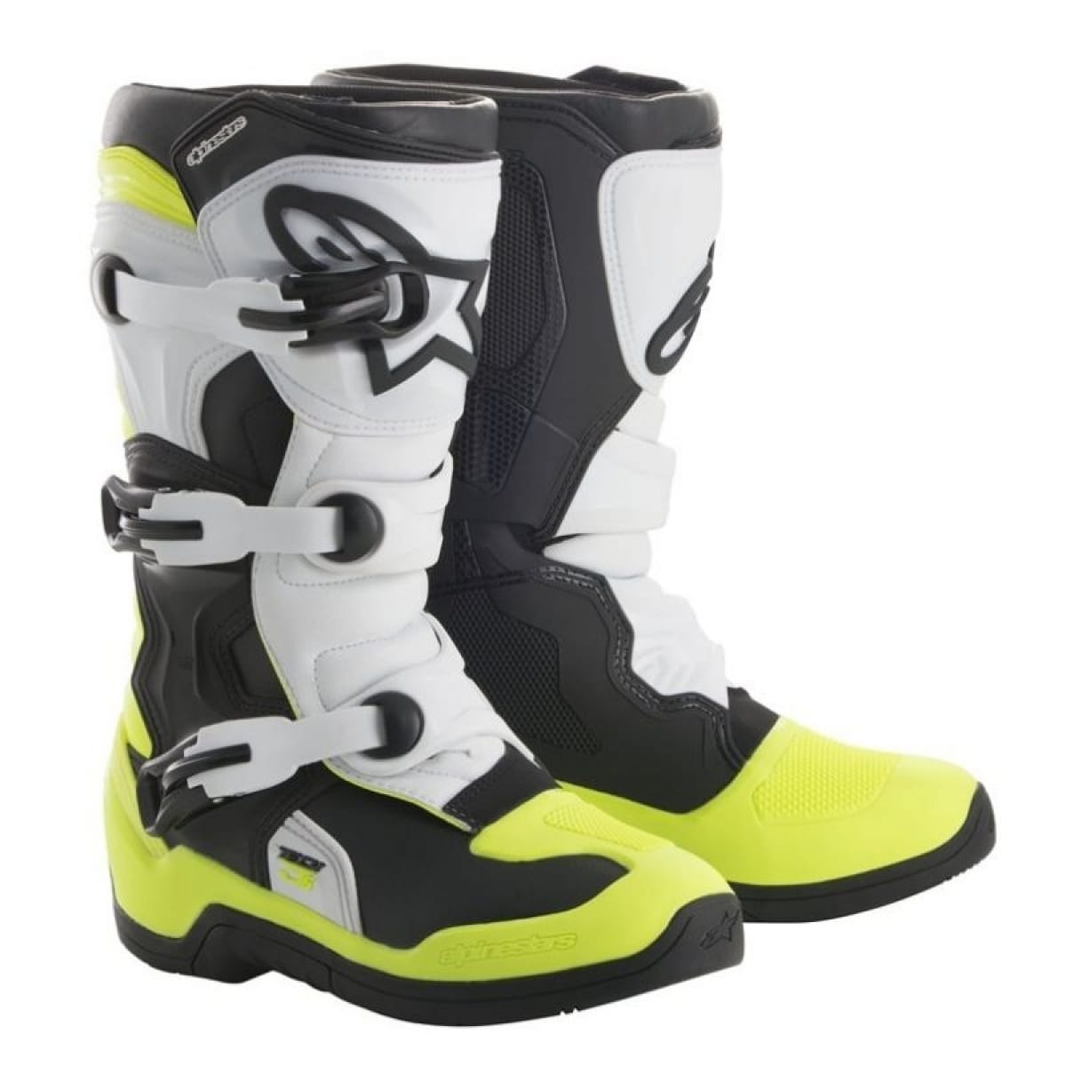 Bottes Cross Enfant Alpinestars Tech 3S Noir Blanc Jaune Fluo / 37