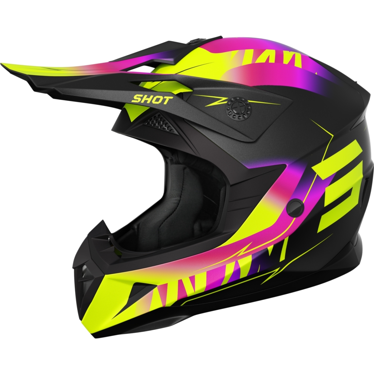 CASQUE CROSS SHOT PULSE X-TREM NOIR MAT ROSE JAUNE FLUO / XL