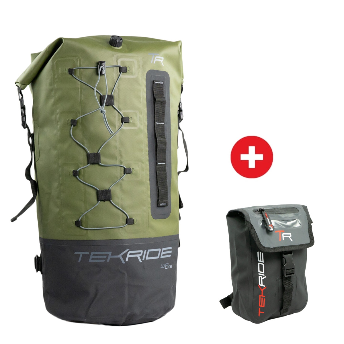 Pack Tekride WP Line Sac à Dos Rudy 35L Noir Kaki + Sacoche de Jambe Portofino 2L