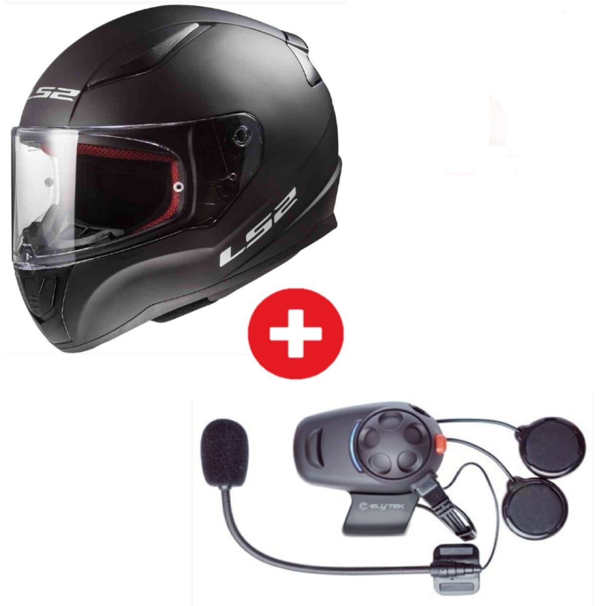 Casque LS2 Rapid FF353 Noir Mat + Intercom Bluetooth Ely'tek by Sena